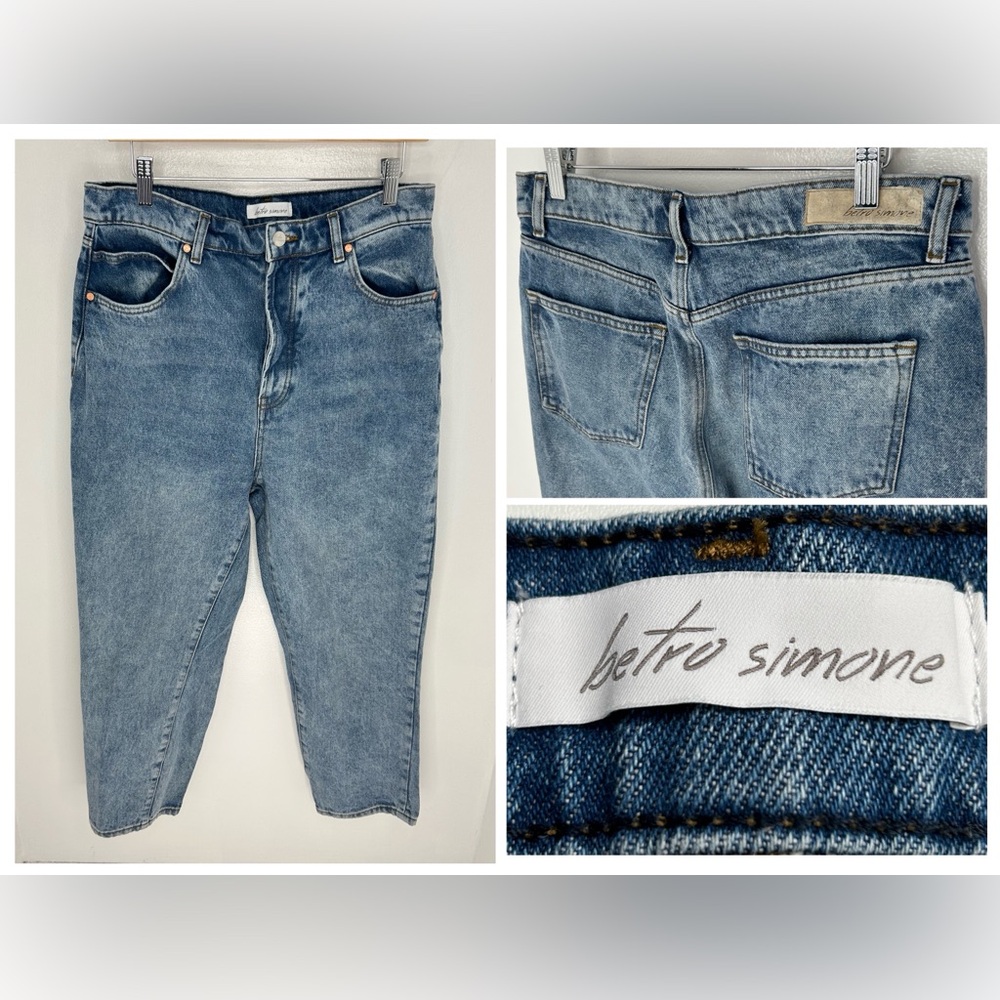 Betro Simone High Waist Mom Jeans Size 32 Light Wash Denim Retro Y2K 32x25.5